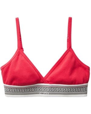 Versace Ribbed Cotton-Jersey Bralette - Red
