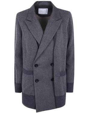 Sacai Cardigan Croisé En Maille À Chevrons - Bleu