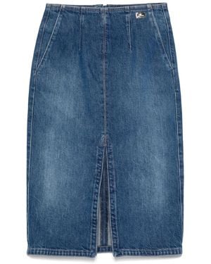Elisabetta Franchi High-Waisted Denim Midi Skirt - Blue