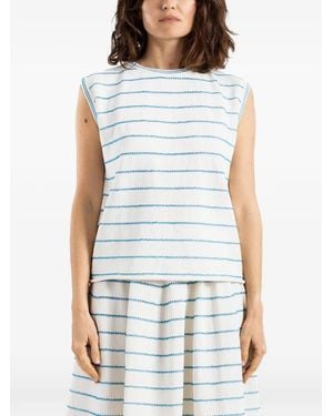 Bielo Wavy-Stripe Knitted Top - Blue