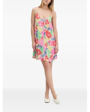 Rip Curl Party Pack Floral-Print Button-Front Mini Dress - Red