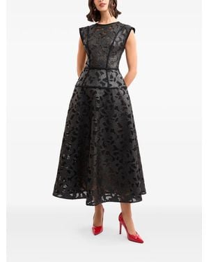 Gemy Maalouf Laser-Cut Midi Dress - Black