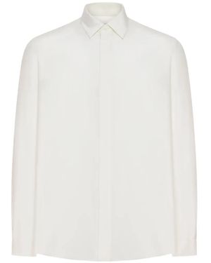 Lardini Hidden Buttoning Silk Shirt - White