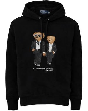 Polo Ralph Lauren Tuxedo Bear Ricky Graphic Hoodie - Black