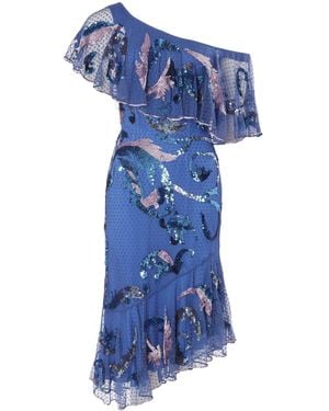 Temperley London Sequin-Embellished Asymmetric Midi Dress - Blue