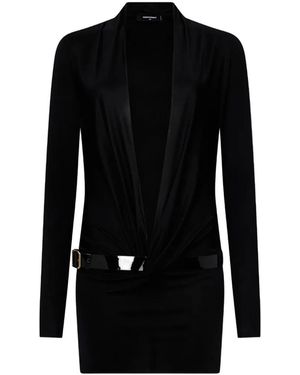 DSquared² Robe En Jersey Brillant À Coupe Profonde - Noir