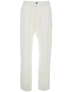 Emporio Armani Drawstring Linen Trousers - White