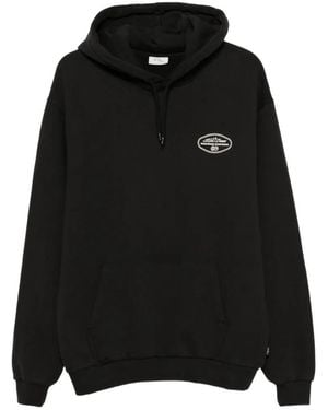 Les Deux Worldwide Logo-Print Cotton Hoodie - Black