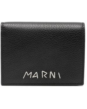Marni Leather Bifold Wallet With Embroidery - Black