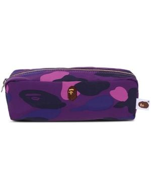 A Bathing Ape Camouflage Embroidered Messenger Bag - Purple
