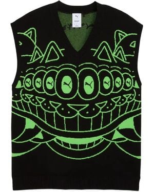 PUMA X Ripndip Graphic-Print V-Neck Vest - Green