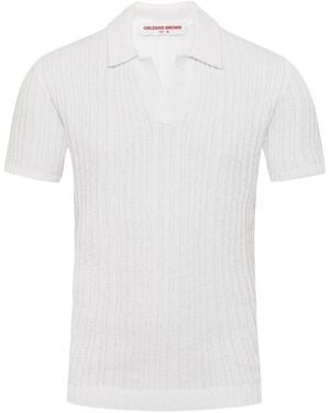 Orlebar Brown Horton Texture-Stripe Polo Shirt - White