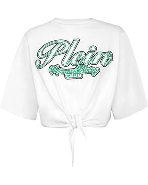 Philipp Plein Racing Club クロップド Tシャツ - ブルー
