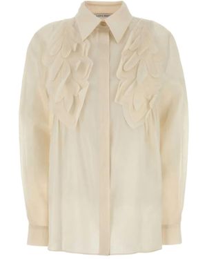 Alberta Ferretti Tailored Shirt With Structured Collar - Natural