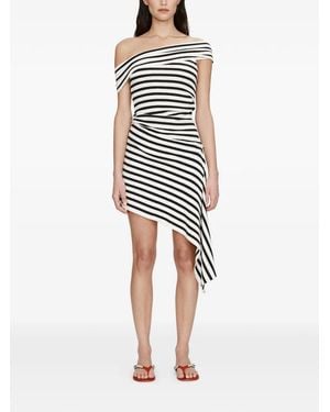 Christopher Esber Stripe Knit Extension Drape Mini Dress - White