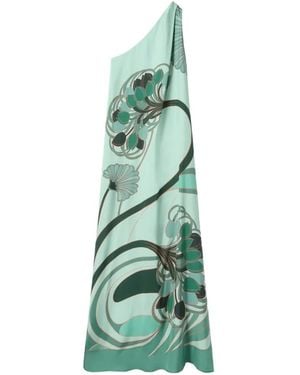 La DoubleJ Roy One-Shoulder Floral-Print Dress - Green
