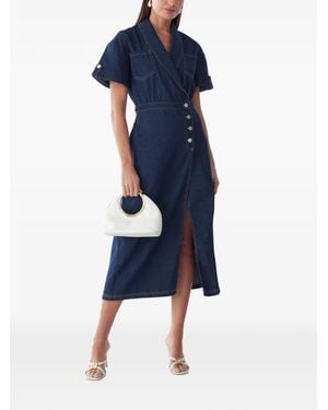 Willa Wrap-Front Denim Midi Dress - Blue