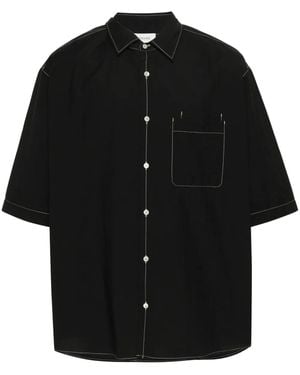 Lemaire Camisa con costuras en contraste - Negro