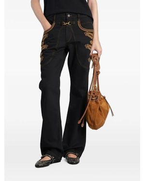 Isabel Marant Embroidered Denim Jeans - Black