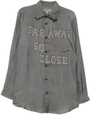 Yohji Yamamoto Patch-Detail Pinstripe-Print Shirt - Grey