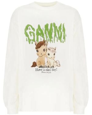 Ganni Felpe Graphic Print T-Shirt - White
