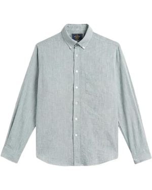 Portuguese Flannel Button-Down Collar Chest-Pocket Shirt - Blue
