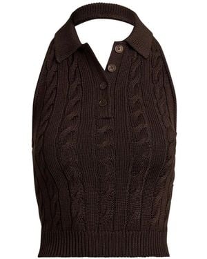 Ralph Lauren Jersey De Punto De Ochos Con Cuello Halter - Negro
