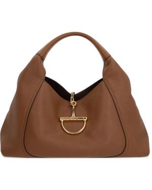 Gucci Maxi Softbit Grained Leather Shoulder Bag - Brown