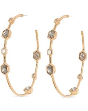 Nimo With Love 18K Diamond Hoop Earrings - Metallic