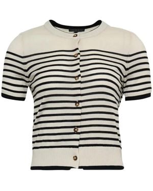 Rag & Bone Anne Striped Short-Sleeve Cardigan - White