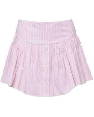 Fleur du Mal Poplin Garter Striped Mini Skirt - Pink