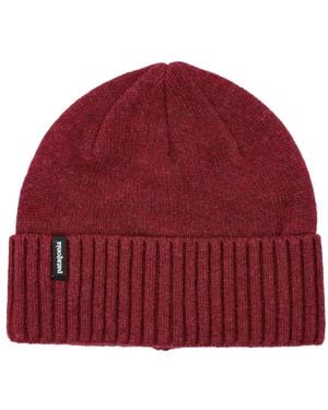 Patagonia Ribbed-Knit Logo-Patch Beanie Hat - Red