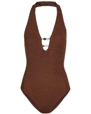 Hunza G Adriana Beaded Swimsuit - Brown