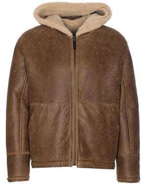 Yves Salomon Reversible Hooded Shearling Jacket - Brown