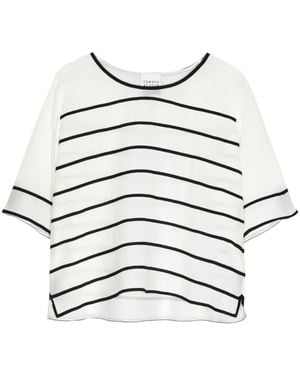 Edward Achour Paris Striped Silk T-Shirt - White