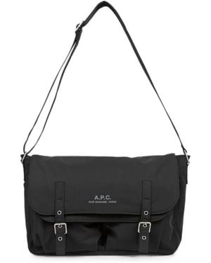 A.P.C. Borsa Messenger Con Fibbia E Logo - Nero