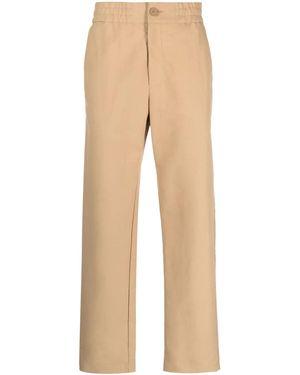 Versace Jeans Couture Logo-Patch Straight-Leg Trousers - Natural