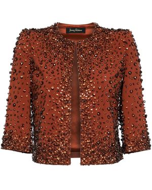 Jenny Packham Darlin Crystal-Embellished Cropped Jacket - Brown