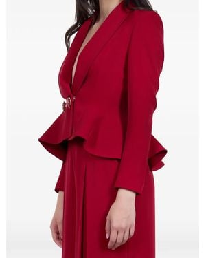 ARAFTU Peplum Shawl-Lapel Jumpsuit - Red