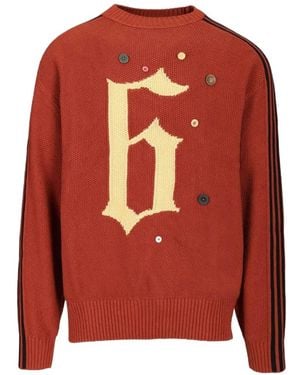 Song For The Mute X Adidas Button-Embellished Intarsia-Knit Jumper - Red