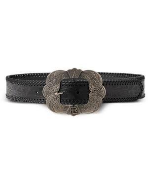 Ralph Lauren Tooled Buckle Embossed Belt - Grey