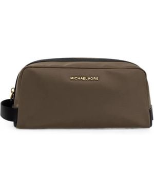 Michael Kors Neceser Con Placa Del Logo Y Cremallera - Marrón