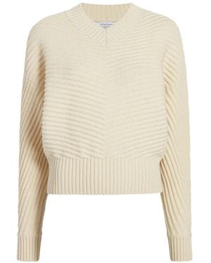 Another Tomorrow Gerippter Pullover Mit Dolmanärmeln - Weiß