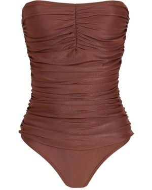 Lygia & Nanny Melissa Ruched Strapless Swimsuit - Brown