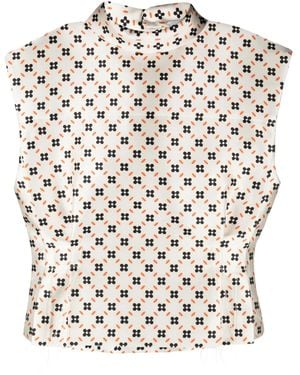 Lanvin Floral-Print Sleeveless Blouse - White