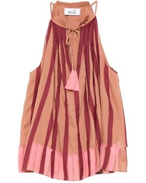 Niu Blusa a rayas con borlas - Rojo