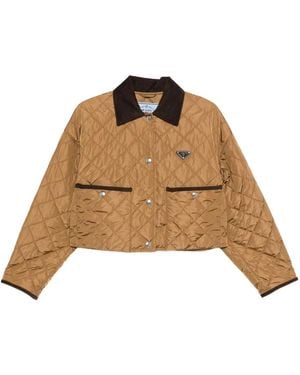 Prada Quilted Corduroy-Collar Jacket - Natural