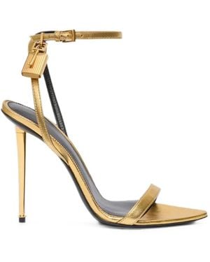 Tom Ford Padlock-Detail Metallic Sandals