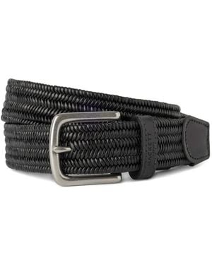 Hackett Braided Leather Belt - Black