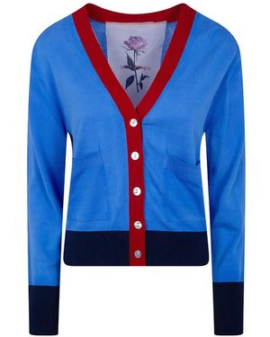 In bed with You Button V-Neck Cardigan - Blue